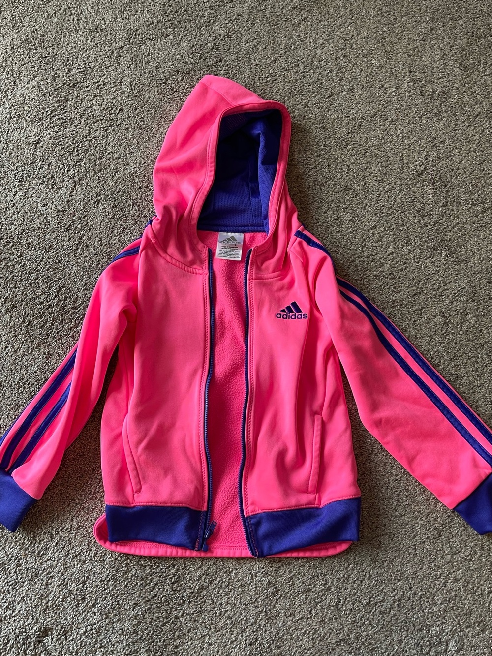 adidas Hot Pink Hooded Zip Jacket with Purple Accents